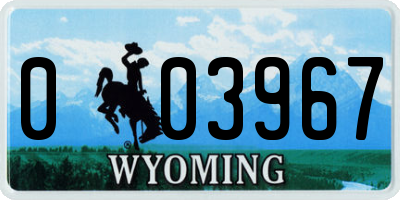 WY license plate 003967