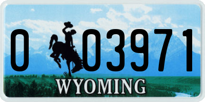 WY license plate 003971