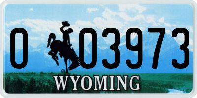 WY license plate 003973