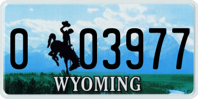 WY license plate 003977