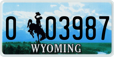 WY license plate 003987