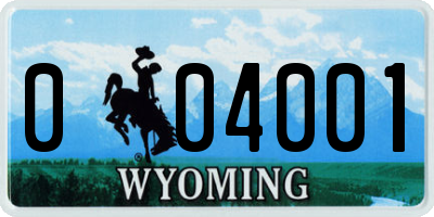 WY license plate 004001