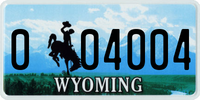 WY license plate 004004