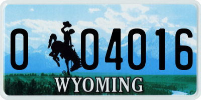 WY license plate 004016