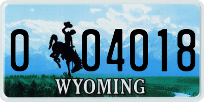 WY license plate 004018