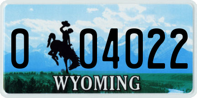 WY license plate 004022