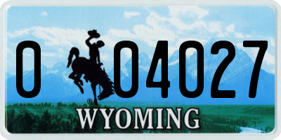 WY license plate 004027
