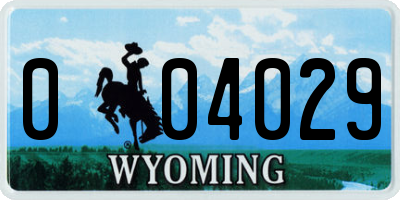 WY license plate 004029