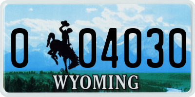 WY license plate 004030