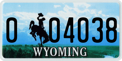 WY license plate 004038