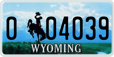 WY license plate 004039