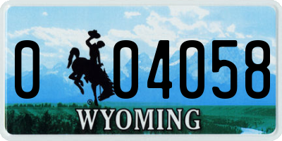 WY license plate 004058