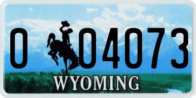 WY license plate 004073