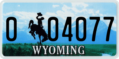 WY license plate 004077