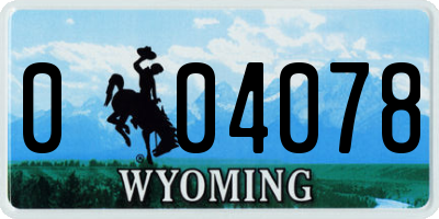 WY license plate 004078