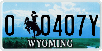 WY license plate 00407Y