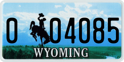 WY license plate 004085