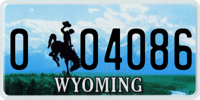 WY license plate 004086