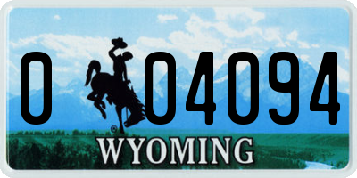 WY license plate 004094