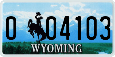 WY license plate 004103