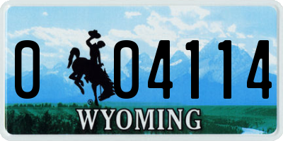 WY license plate 004114