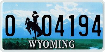 WY license plate 004194