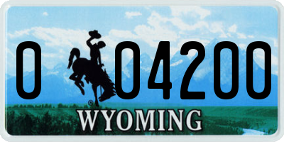 WY license plate 004200