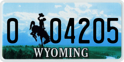 WY license plate 004205