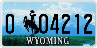 WY license plate 004212