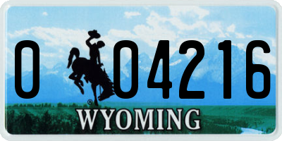 WY license plate 004216