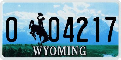 WY license plate 004217