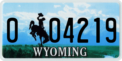 WY license plate 004219