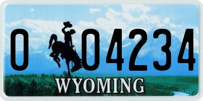 WY license plate 004234