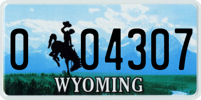 WY license plate 004307