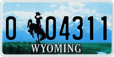 WY license plate 004311