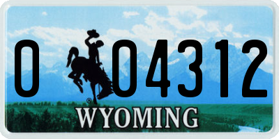 WY license plate 004312