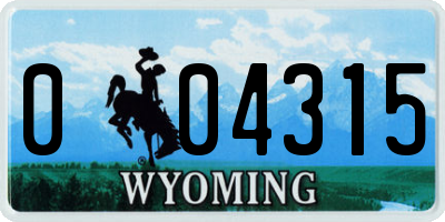 WY license plate 004315