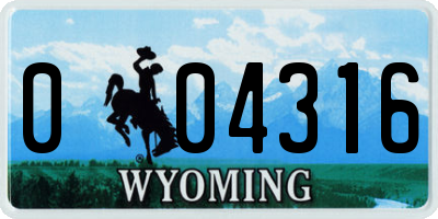 WY license plate 004316