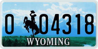 WY license plate 004318