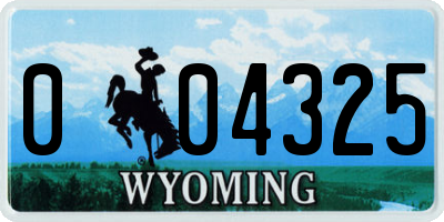 WY license plate 004325