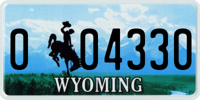 WY license plate 004330