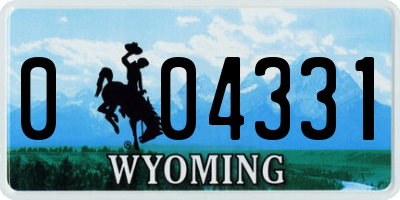 WY license plate 004331