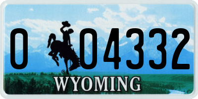 WY license plate 004332