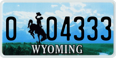 WY license plate 004333