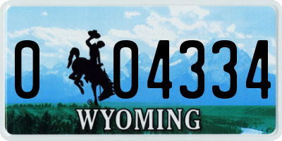 WY license plate 004334