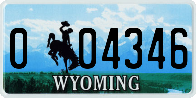 WY license plate 004346