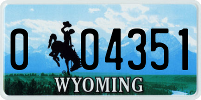 WY license plate 004351