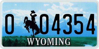 WY license plate 004354