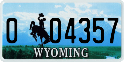 WY license plate 004357