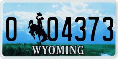 WY license plate 004373